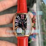 Swiss Replica Franck Muller Color Dreams Watch Red Leather Strap Unisex Size 